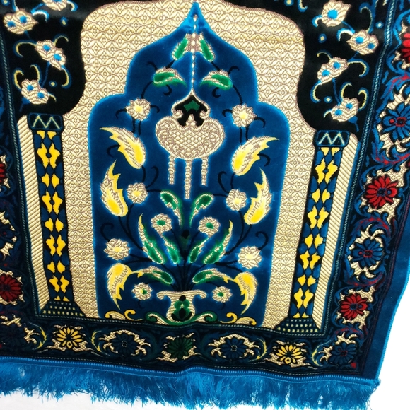 Vintage Turkish velvet Islamic Prayer Rug Mecca Mosque Tapestry Wall Hanging - Picture 9 of 16